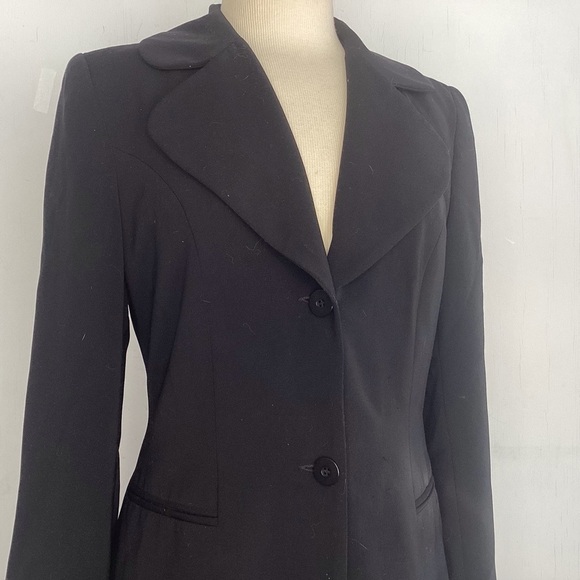 Tempo Paris long fitted power classic tailored two button lined black blazer 6 - Picture 2 of 10